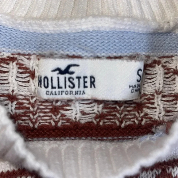 Hollister Sweater S Oversized Fair Isle Crew Neck Pullover Brown Blue - Picture 5 of 5